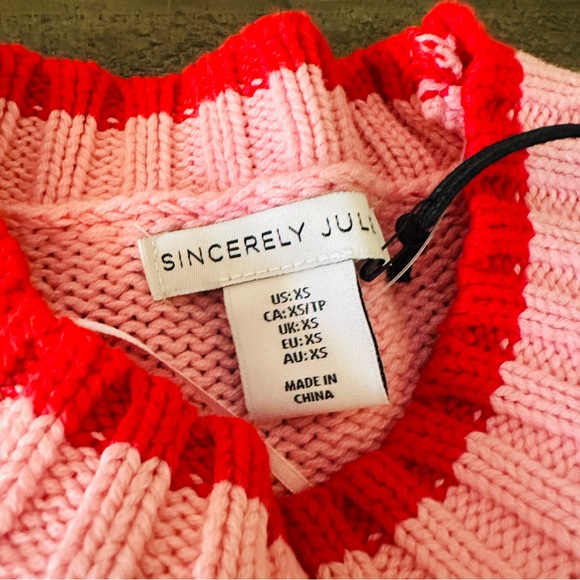 Sincerely Jules Pink Knit Sweater with Red Detail - Picture 5 of 8
